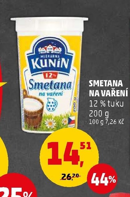 Smetana na vaření Kunín