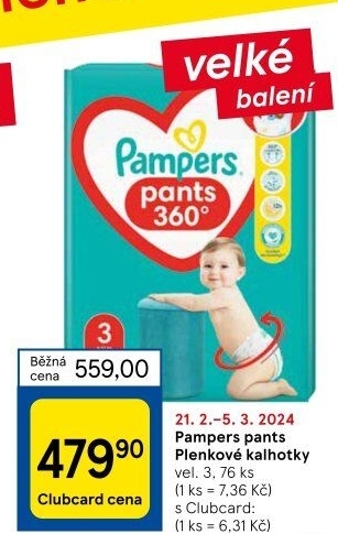 Pleny dětské Pampers Pants - Tesco akcniletaky.com