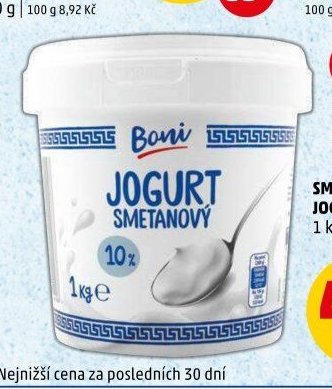 SMETANOVÝ JOGURT BÍLÝ BONI 1 kg