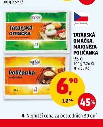 TATARSKÁ OMÁČKA, MAJONÉZA POLIČANKA 95 g