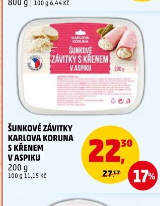ŠUNKOVÉ ZÁVITKY KARLOVA KORUNA S KŘENEM V ASPIKU 200 g
