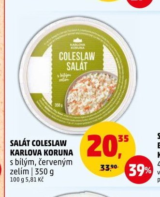 SALÁT COLESLAW KARLOVA KORUNA s bílým, červeným zelím 350 g