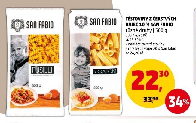 Těstoviny z čerstvých vajec 10% San Fabio