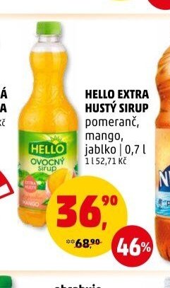 HELLO EXTRA HUSTÝ SIRUP pomeranč, mango, jablko