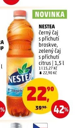 NESTEA černý čaj s příchutí broskve, zelený čaj s příchutí citrus