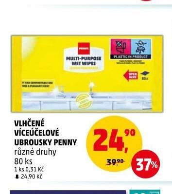 Vlhčené víceúčelové ubrousky Penny