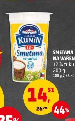 Smetana na vaření Kunín