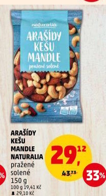 Arašídy, kešu a mandle pražené Naturalia