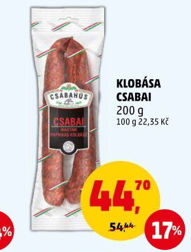 Čabajská klobása Csabai Csabahús