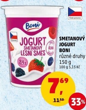 Jogurt smetanový ochucený Boni
