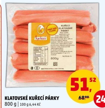 Kuřecí klatovské párky DZ Klatovy