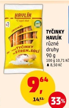 Tyčinky trvanlivé se sýrem a solí Havlík