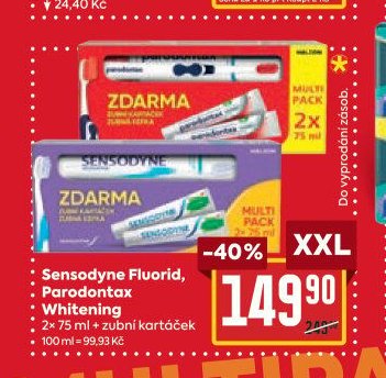 Sensodyne Fluorid, Parodontax Whitening + zubní kartáček