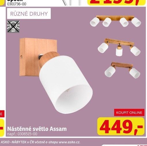 Nástěnné světlo Assam - ASKO akcniletaky.com