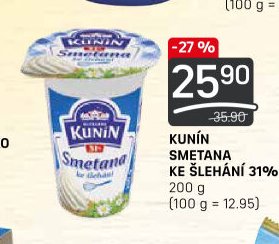 Kunín Smetana ke šlehání 31%