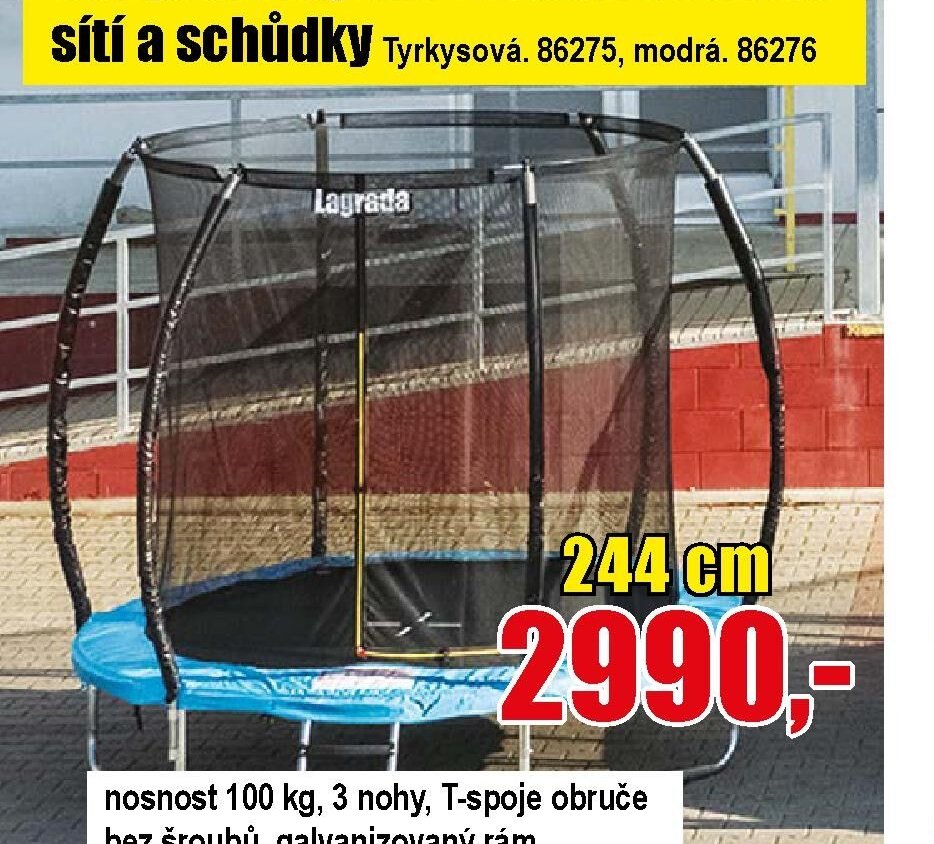 Trampolína Lagrada s ochrannou vnitřní sítí a schůdky