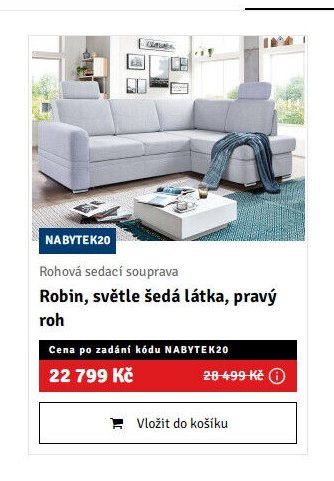 Rohová sedací souprava Robin, světle šedá látka, pravý roh - ASKO akcniletaky.com