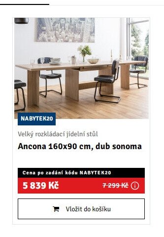 Velký rozkládací jídelní stůl Ancona 160x90 cm, dub sonoma - ASKO akcniletaky.com