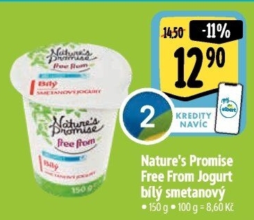 Bílý jogurt smetanový bez laktózy Free From Nature'