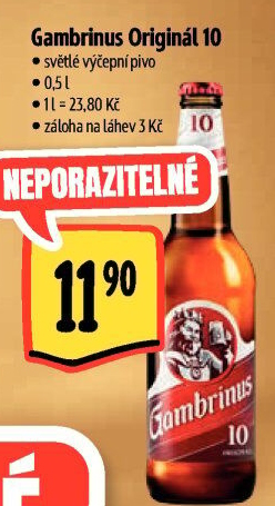Pivo světlé výčepní Originál 10° Gambrinus