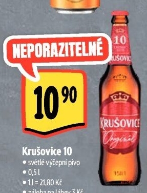 Pivo světlé výčepní Originál Královská 10° Krušovice