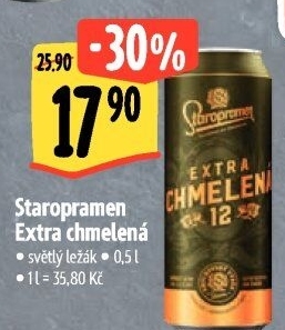 Pivo světlý ležák Extra chmelená 12° Staropramen