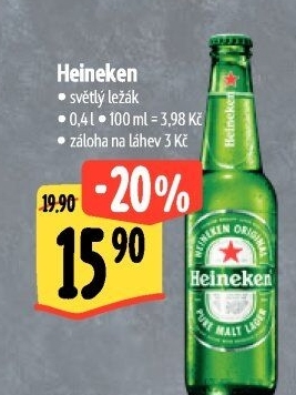 Pivo světlý ležák Heineken