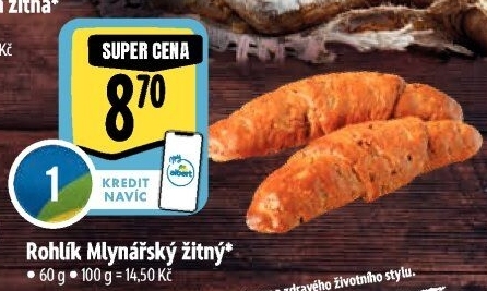 Rohlík Mlynářský žitný Albert