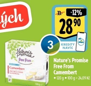 Sýr Camembert bez laktózy Free From Nature'