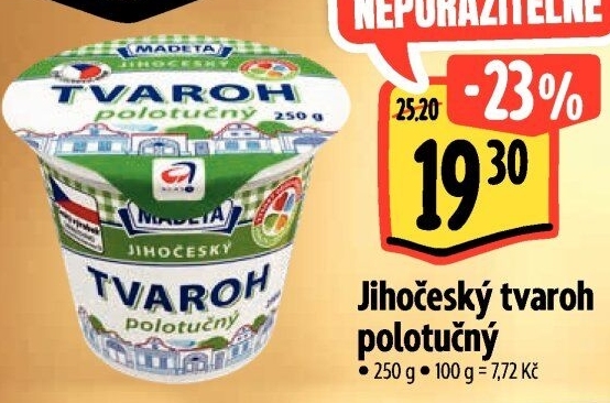 Tvaroh polotučný Jihočeský Madeta