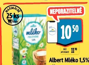 Mléko trvanlivé Albert - 1,5% polotučné