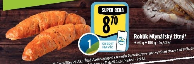 Rohlík Mlynářský žitný Albert