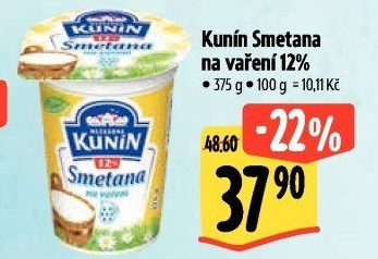 Smetana na vaření Mlékárna Kunín 12%