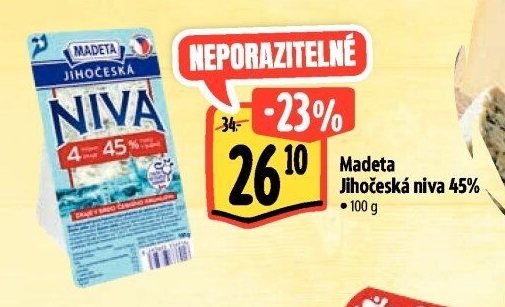 Sýr Niva Jihočeská 45% Madeta
