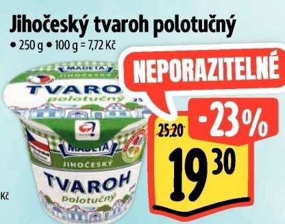 Tvaroh polotučný Jihočeský Madeta