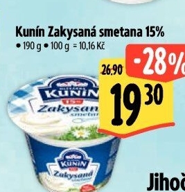 Zakysaná smetana Mlékárna Kunín 15%