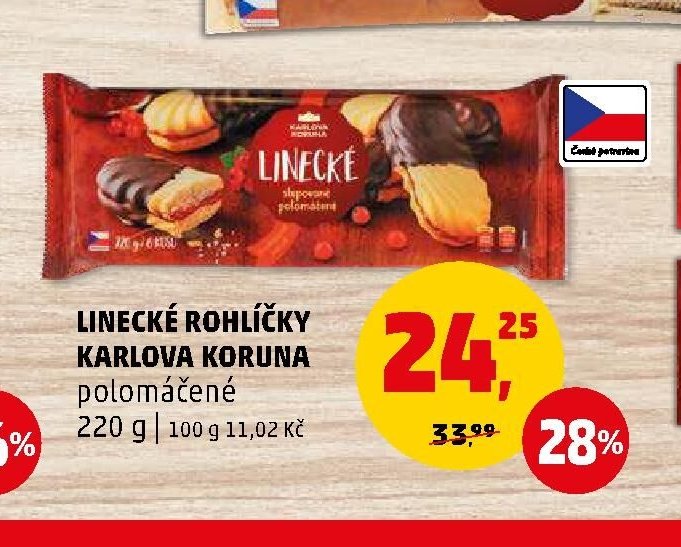 Linecké rohlíčky Karlova Koruna polomáčené