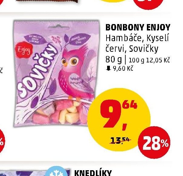 BONBONY ENJOY Hambáče, Kyselé červi, Sovičky 80 g