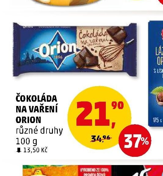 ČOKOLÁDA NA VAŘENÍ ORION různé druhy 100 g