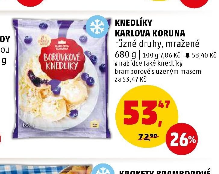 KNEDLÍKY KARLOVA KORUNA různé druhy, mražené 680 g
