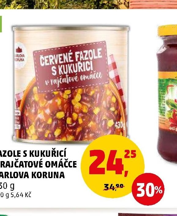 FAZOLE S KUKUŘICÍ V RAJČATOVÉ OMÁČCE KARLOVA KORUNA