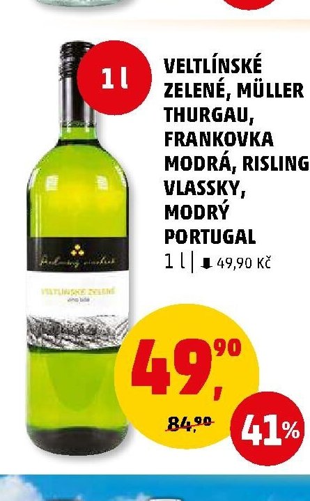 Veltlínské zelené, Müller Thurgau, Frankovka modrá, Risling vlassky, Modrý Portugal