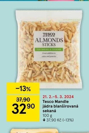 Tesco Mandle jádra blanšírovaná sekaná 100 g