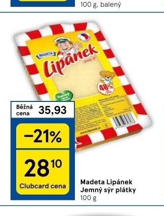 Madeta Lipánek Jemný sýr plátky