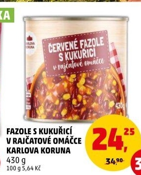 Fazole s kukuřicí v omáčce Karlova Koruna - konzerva