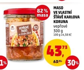 Maso vepřové ve vlastní šťávě ve sklenici Karlova Koruna