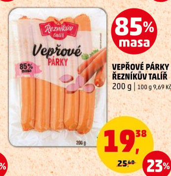 Párky vepřové Řezníkův talíř