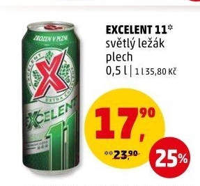 Pivo světlý ležák 11° Excelent