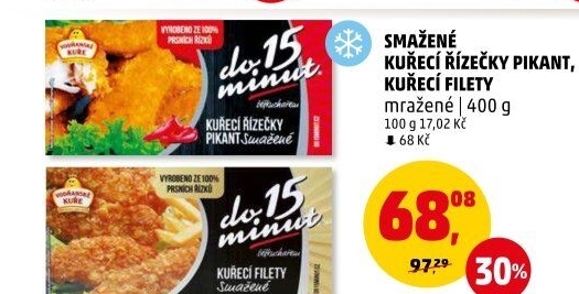 Řízečky kuřecí smažené mražené Pikant Vodňanské kuře