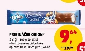Tyčinka čokoládová Pribináček Orion